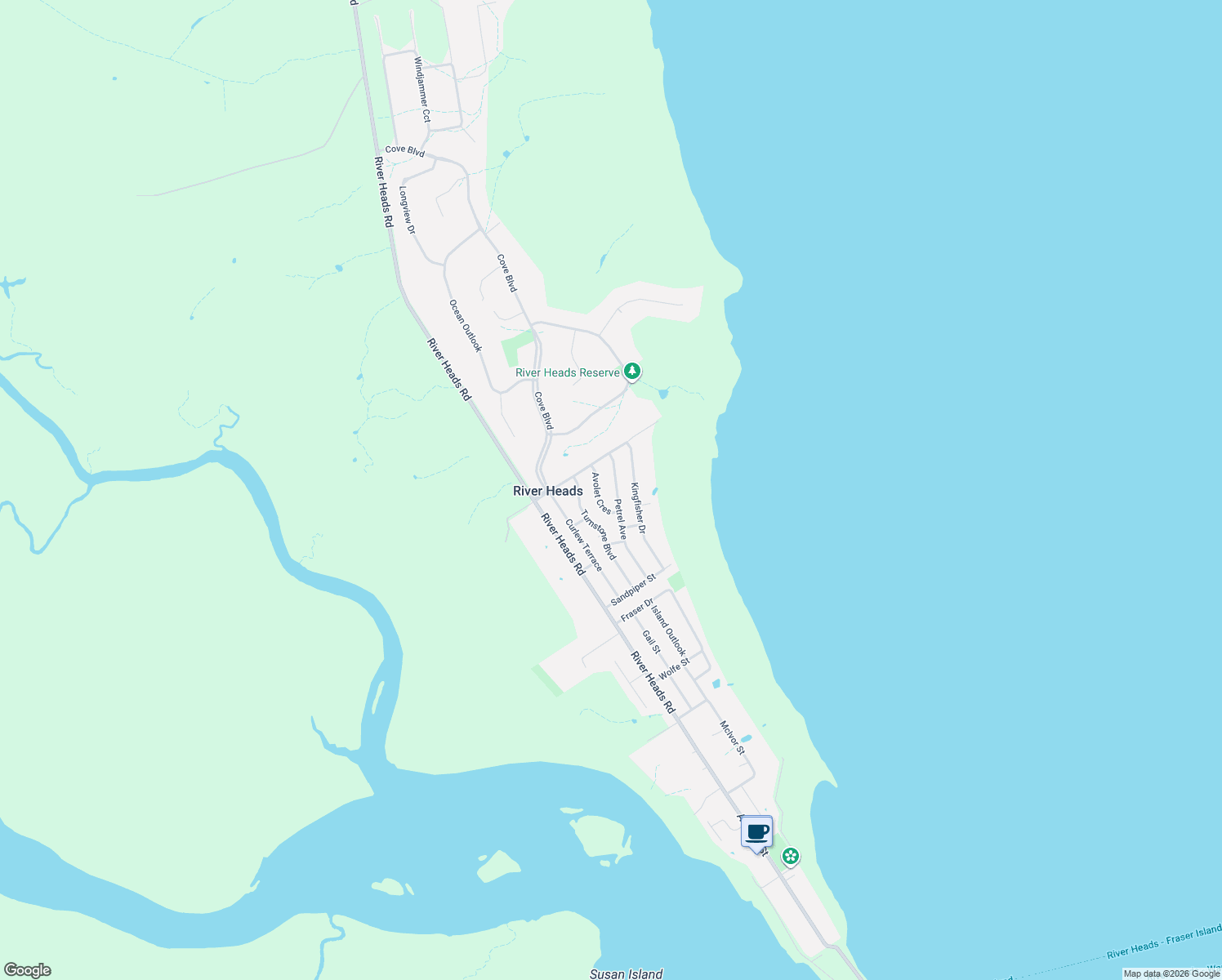 map of restaurants, bars, coffee shops, grocery stores, and more near 19 Petrel Avenue in River Heads