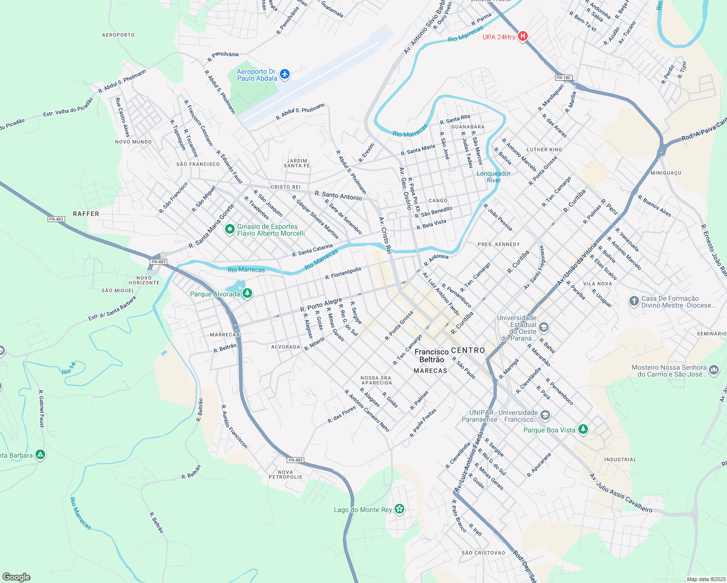 map of restaurants, bars, coffee shops, grocery stores, and more near 399 Rua Porto Alegre in Francisco Beltrão