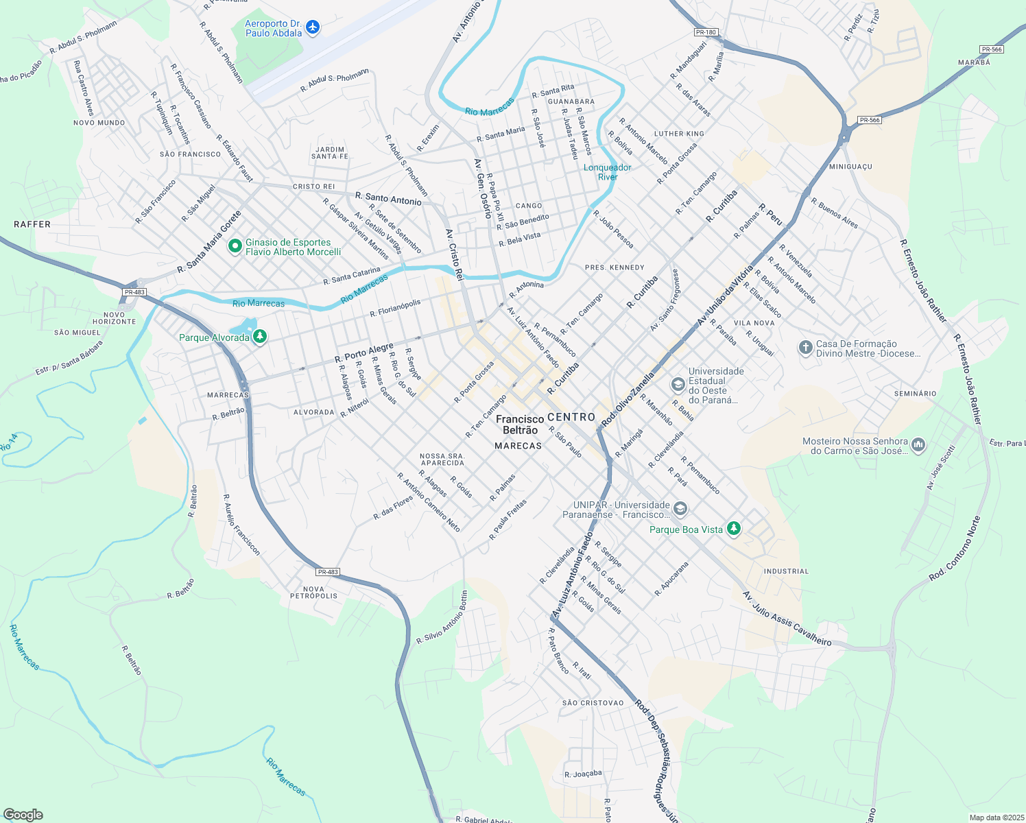 map of restaurants, bars, coffee shops, grocery stores, and more near 1060 Rua Vereador Romeu Lauro Werlang in Francisco Beltrão