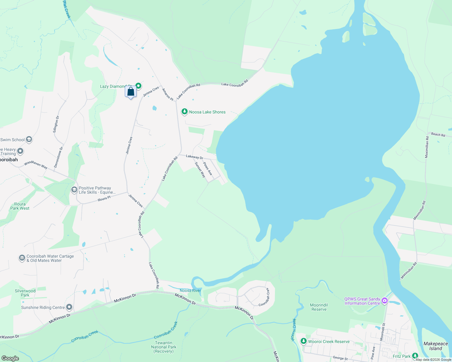 map of restaurants, bars, coffee shops, grocery stores, and more near 41 Morning Glory Drive in Cooroibah