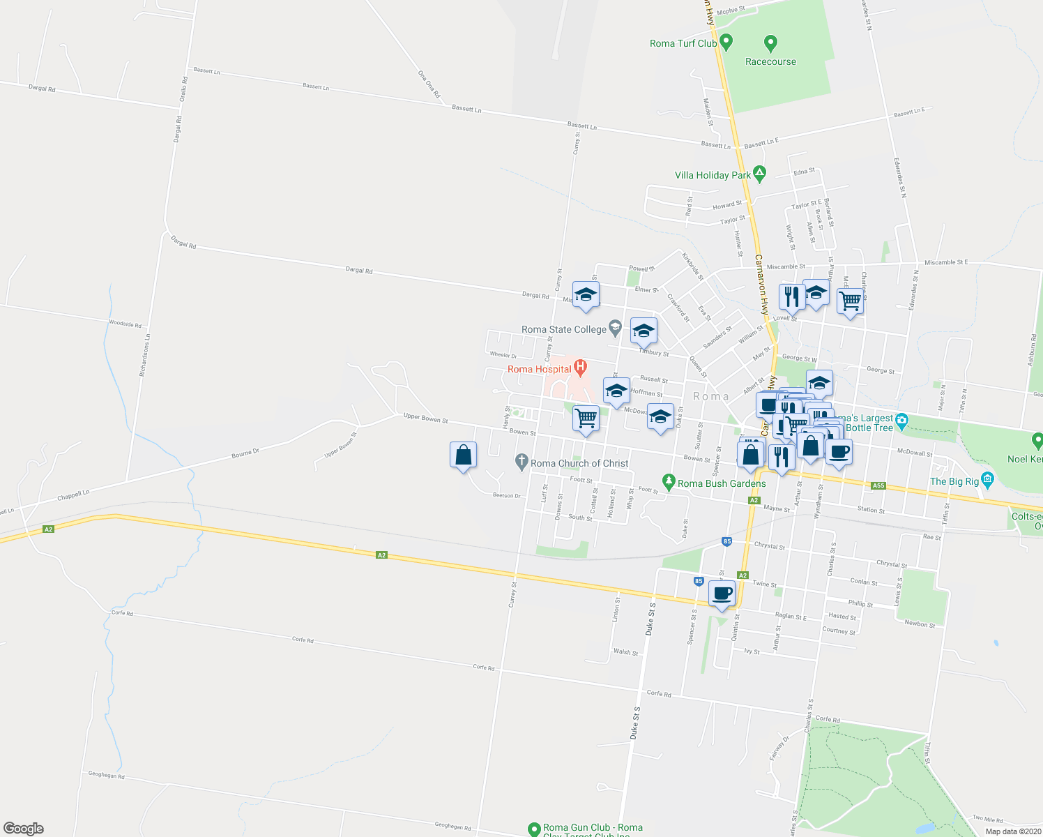 map of restaurants, bars, coffee shops, grocery stores, and more near Clearview Drive in Roma