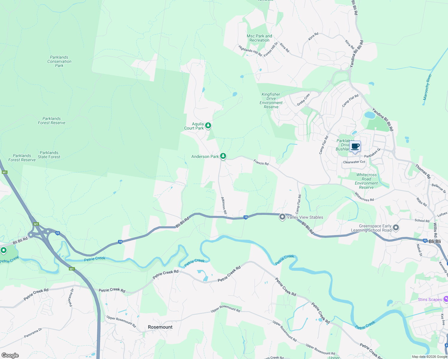map of restaurants, bars, coffee shops, grocery stores, and more near 8 Trainstop Court in Bli Bli