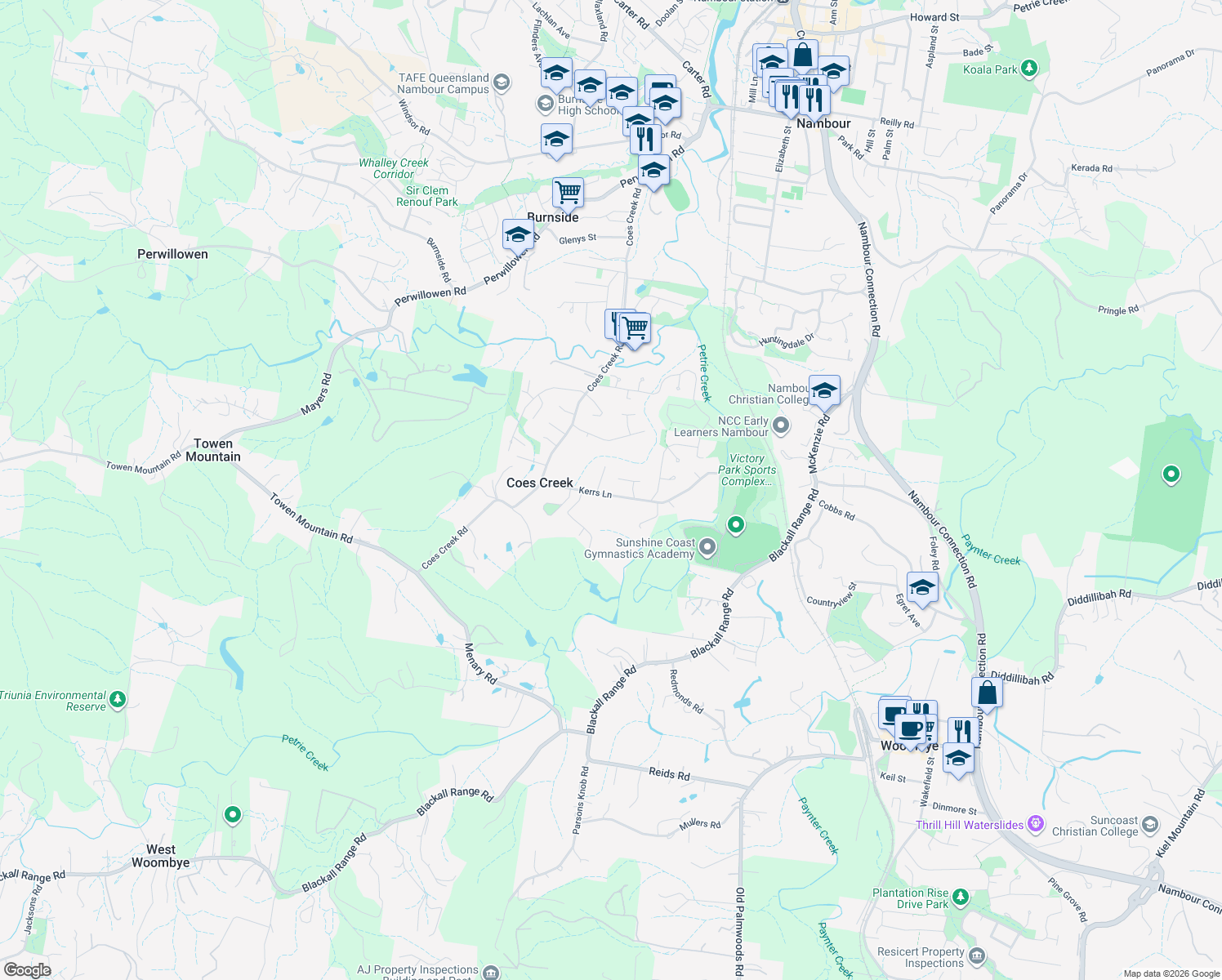 map of restaurants, bars, coffee shops, grocery stores, and more near 35 Kerrs Lane in Coes Creek