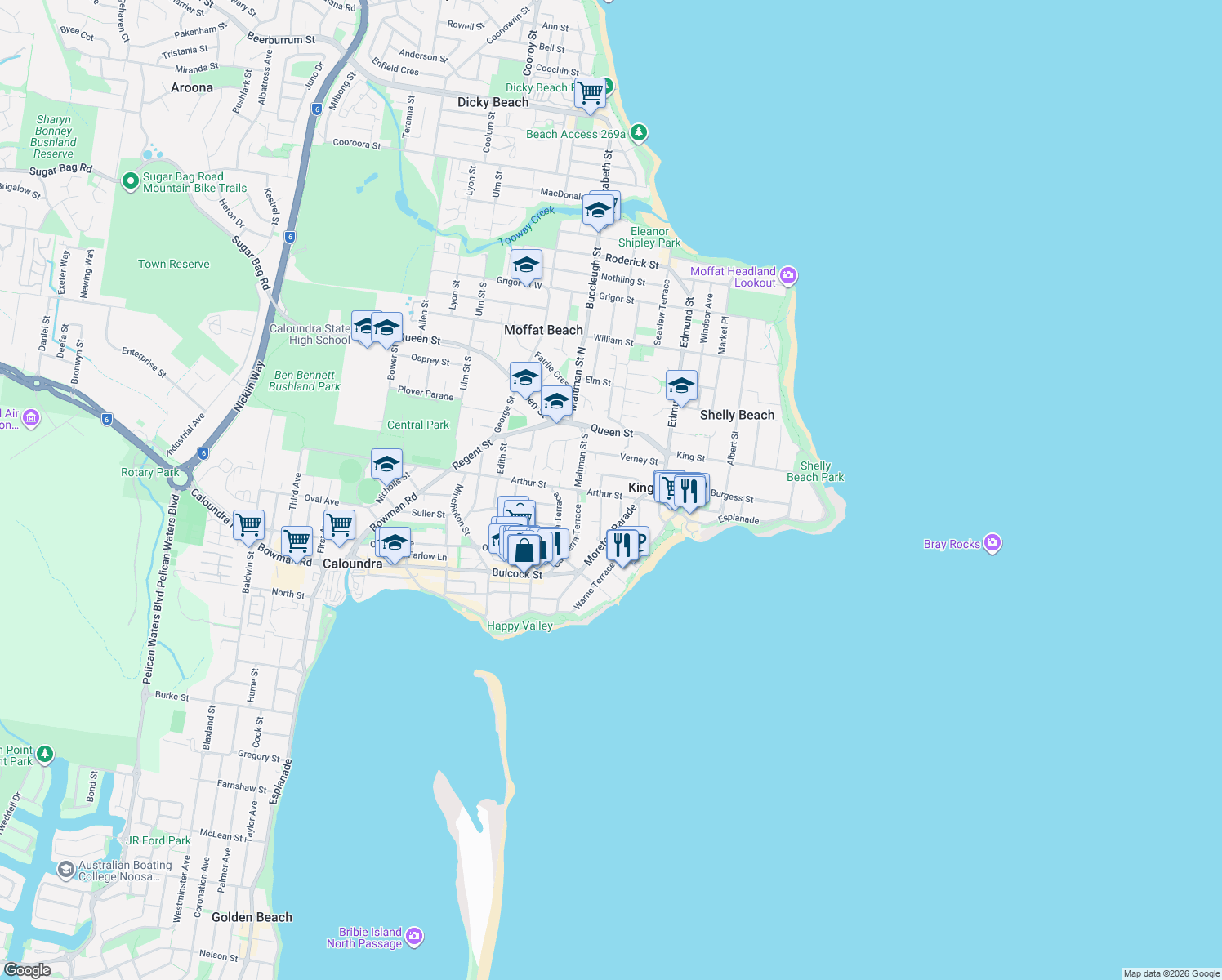 map of restaurants, bars, coffee shops, grocery stores, and more near 17 Arthur Street in Kings Beach