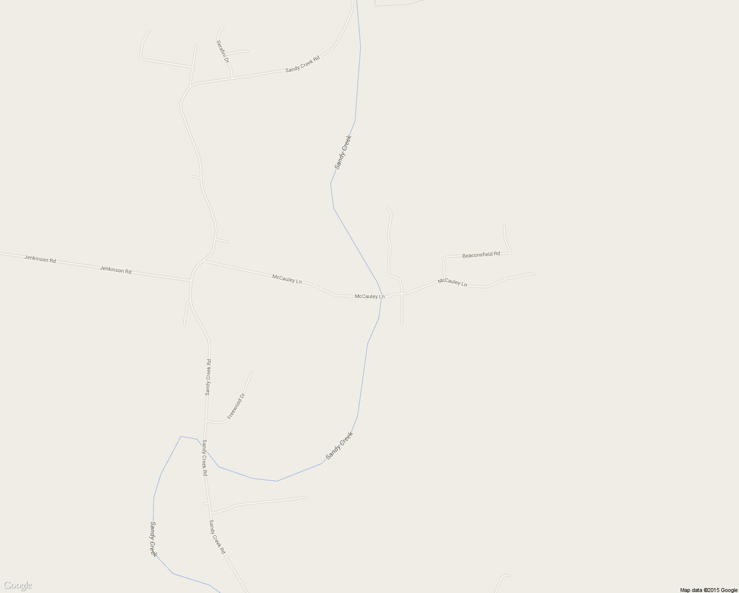 map of restaurants, bars, coffee shops, grocery stores, and more near McCauley Lane in Sandy Creek