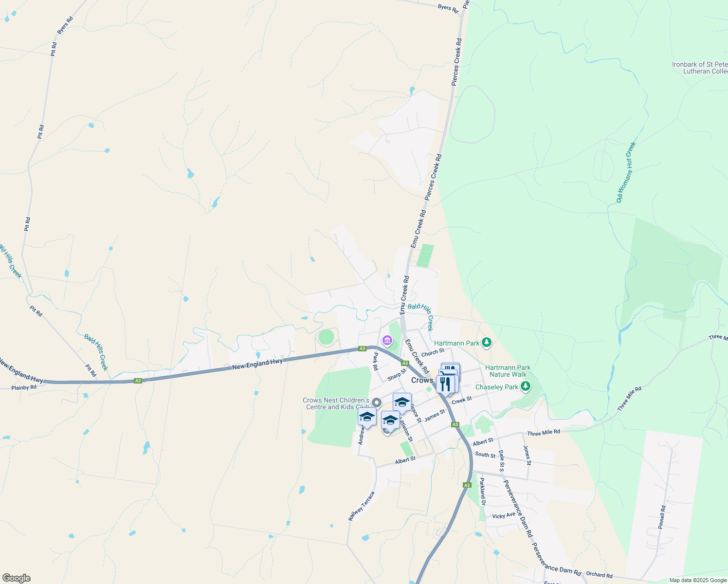 map of restaurants, bars, coffee shops, grocery stores, and more near 15 Devoncourt Road in Crows Nest