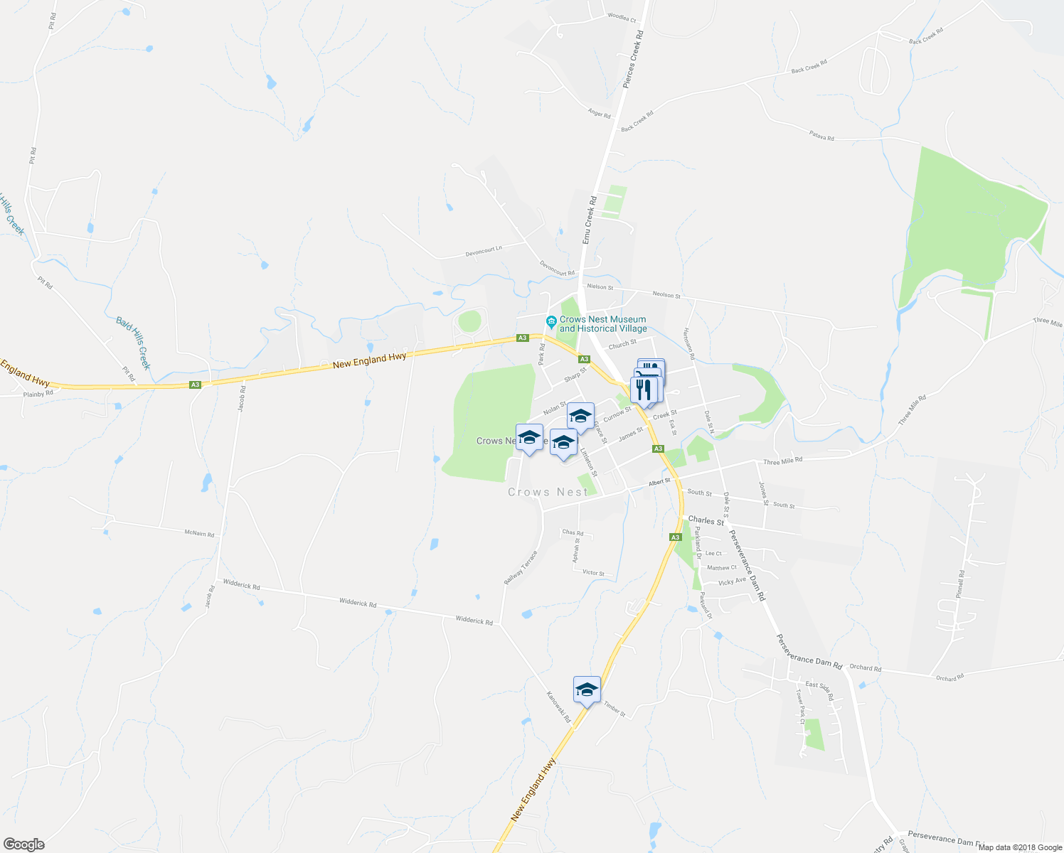 map of restaurants, bars, coffee shops, grocery stores, and more near 27 Nolan Street in Crows Nest