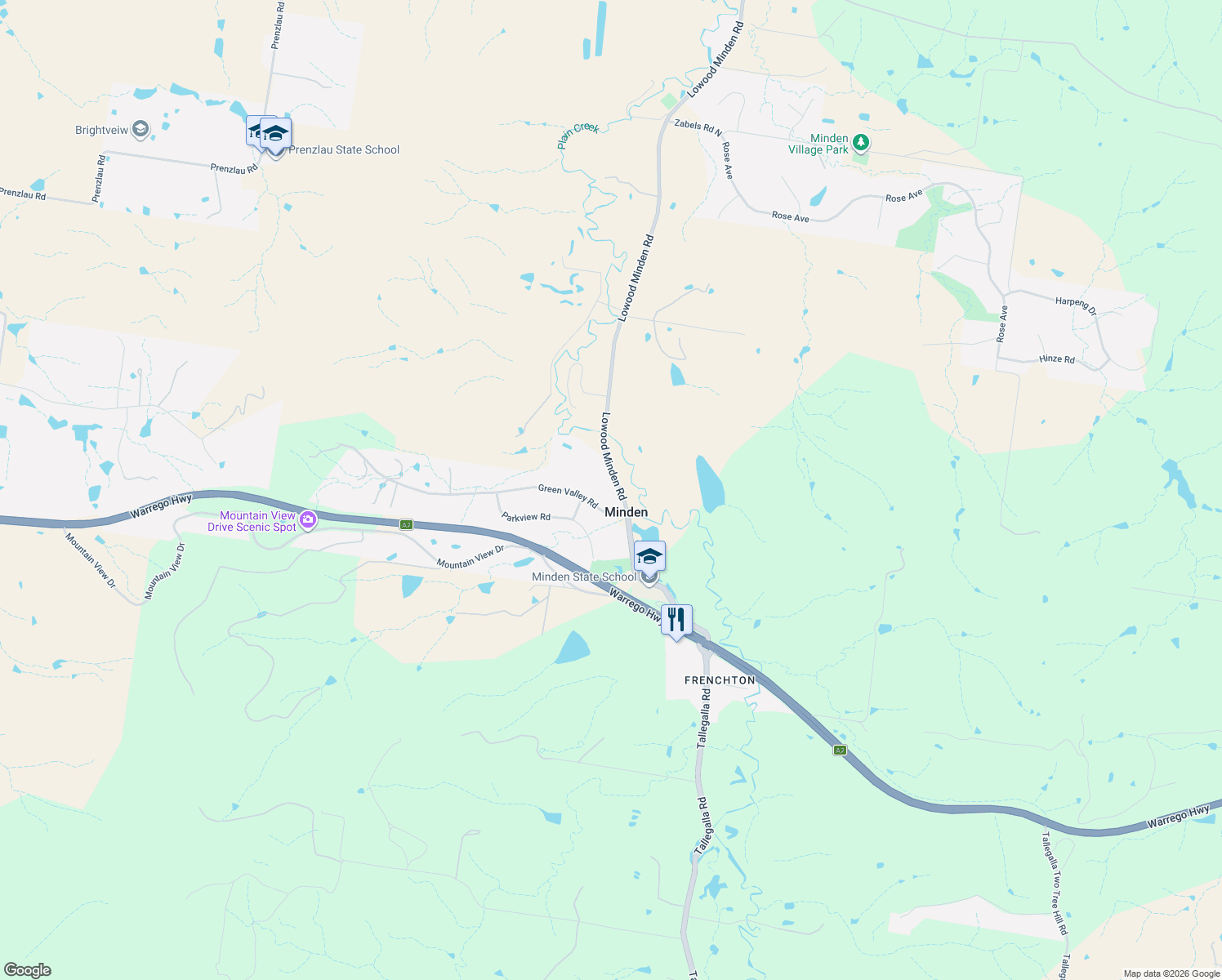 map of restaurants, bars, coffee shops, grocery stores, and more near LOT 1 Green Valley Road in Minden