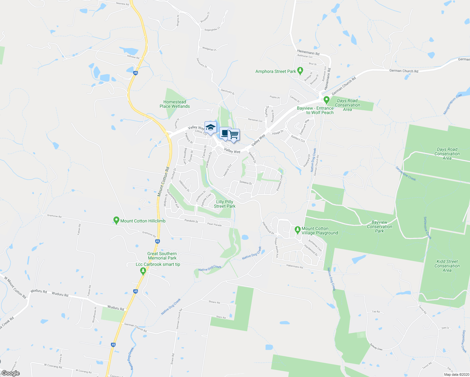 map of restaurants, bars, coffee shops, grocery stores, and more near 7 Blackbutt Street in Mount Cotton