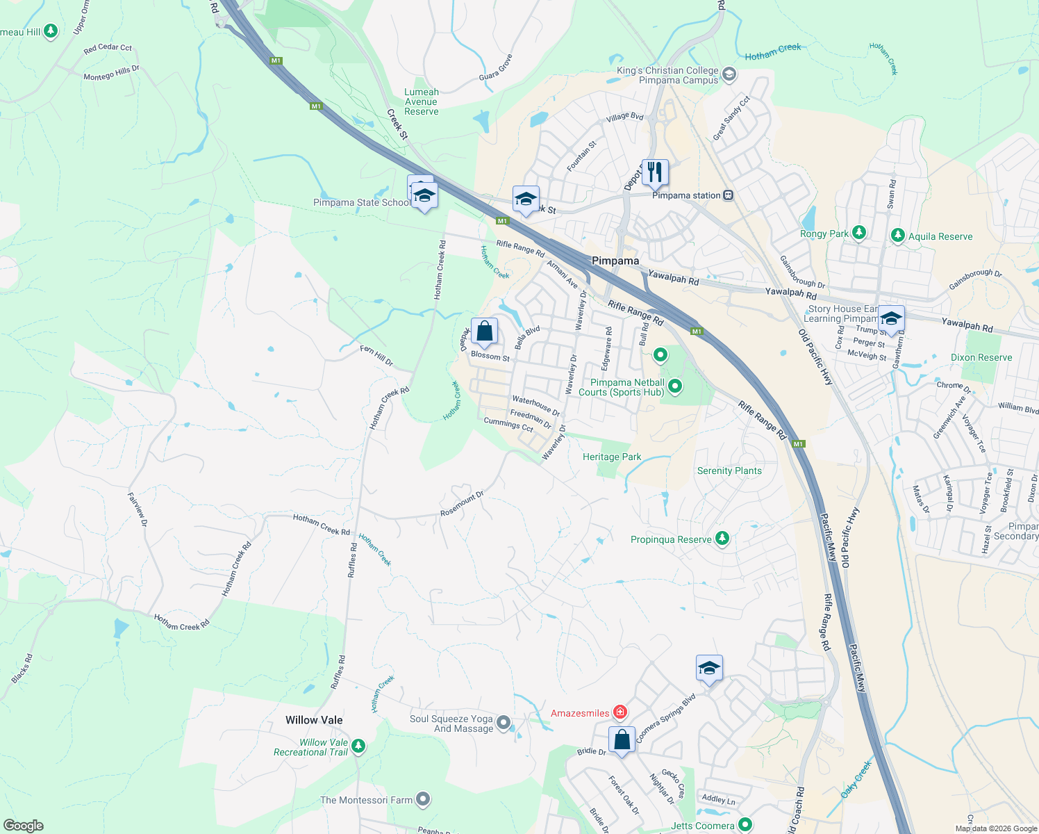 map of restaurants, bars, coffee shops, grocery stores, and more near 7 Freedman Drive in Willow Vale