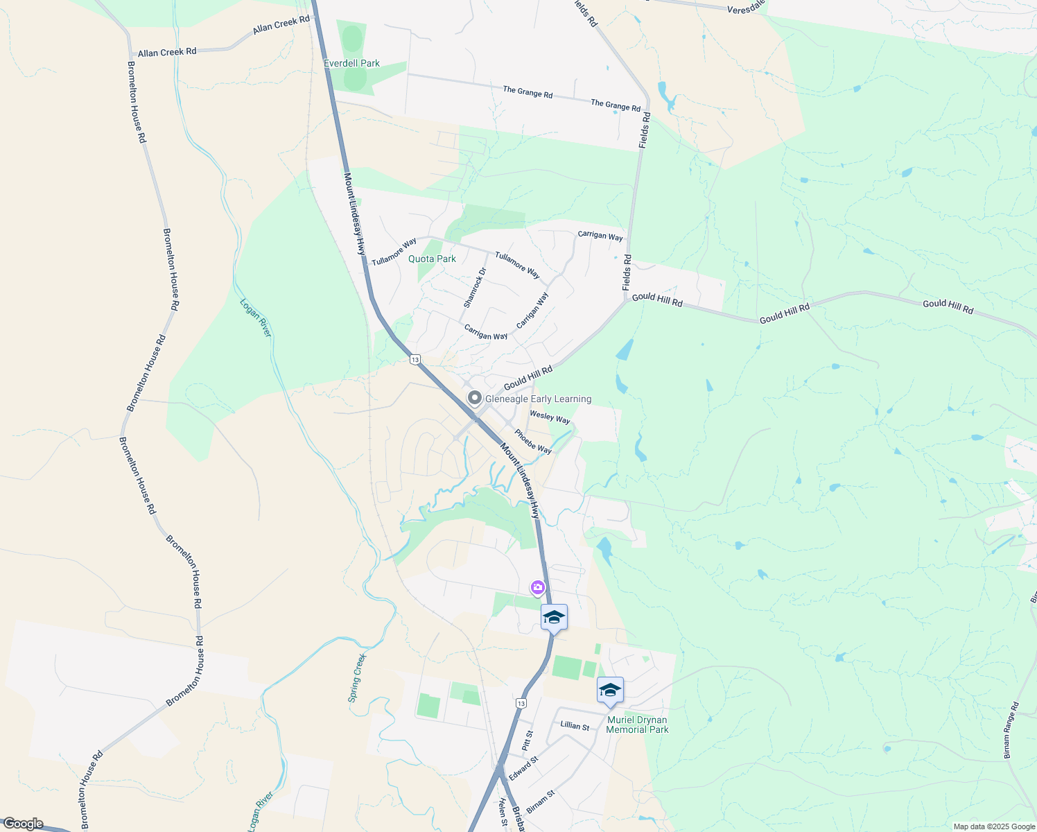 map of restaurants, bars, coffee shops, grocery stores, and more near 25 Finley Street in Gleneagle