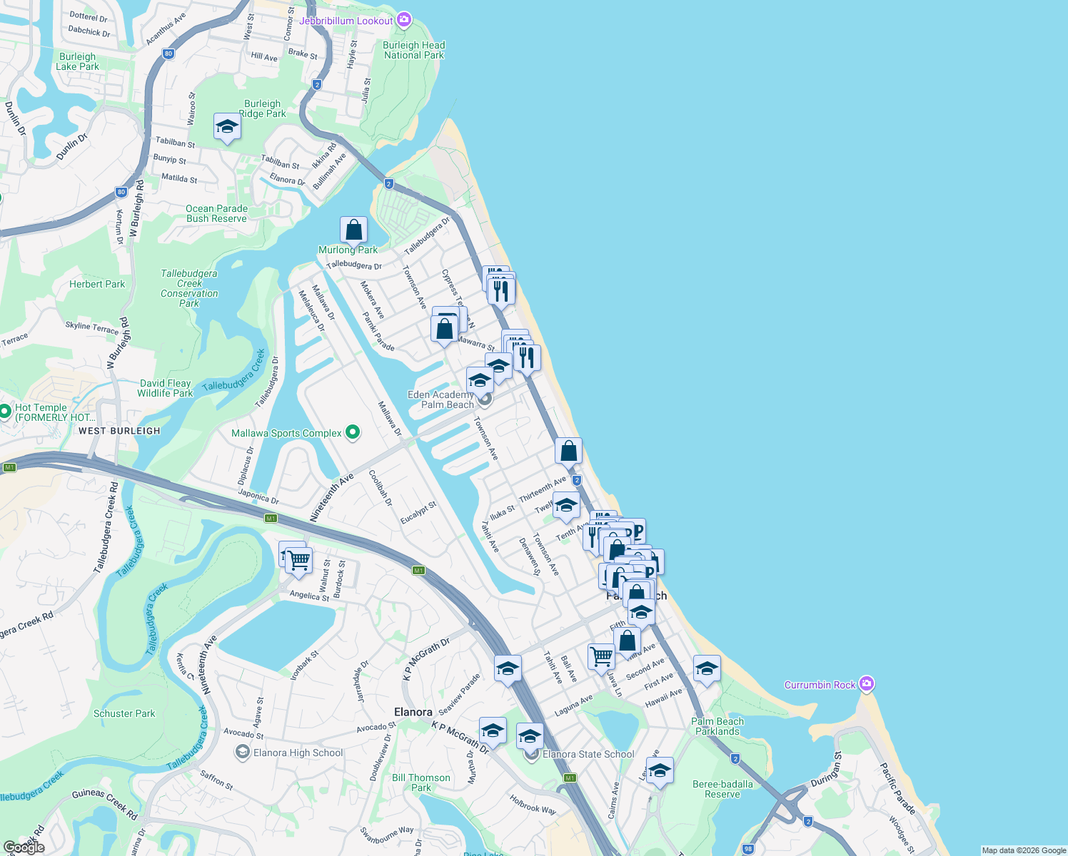 map of restaurants, bars, coffee shops, grocery stores, and more near 1 Rolan Court in Palm Beach