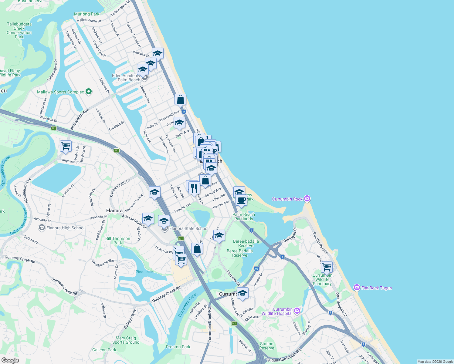 map of restaurants, bars, coffee shops, grocery stores, and more near 34 Jefferson Lane in Palm Beach