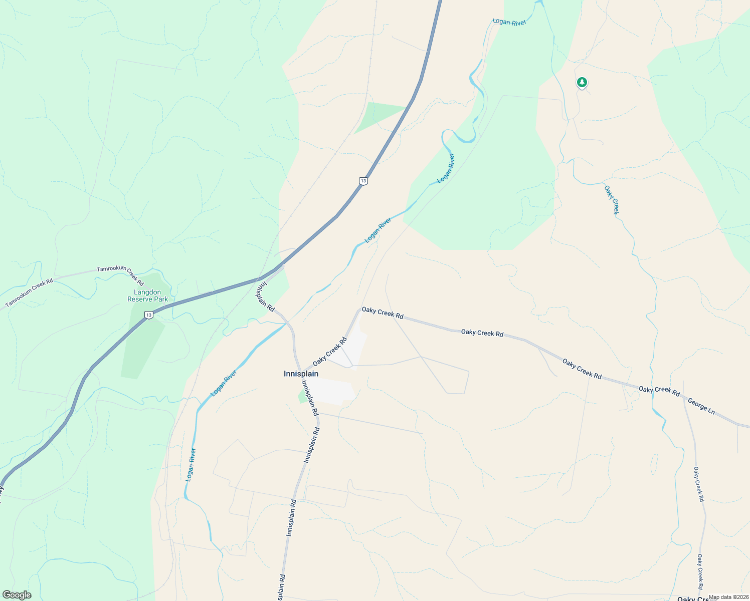 map of restaurants, bars, coffee shops, grocery stores, and more near 81 Oaky Creek Rd in Innisplain