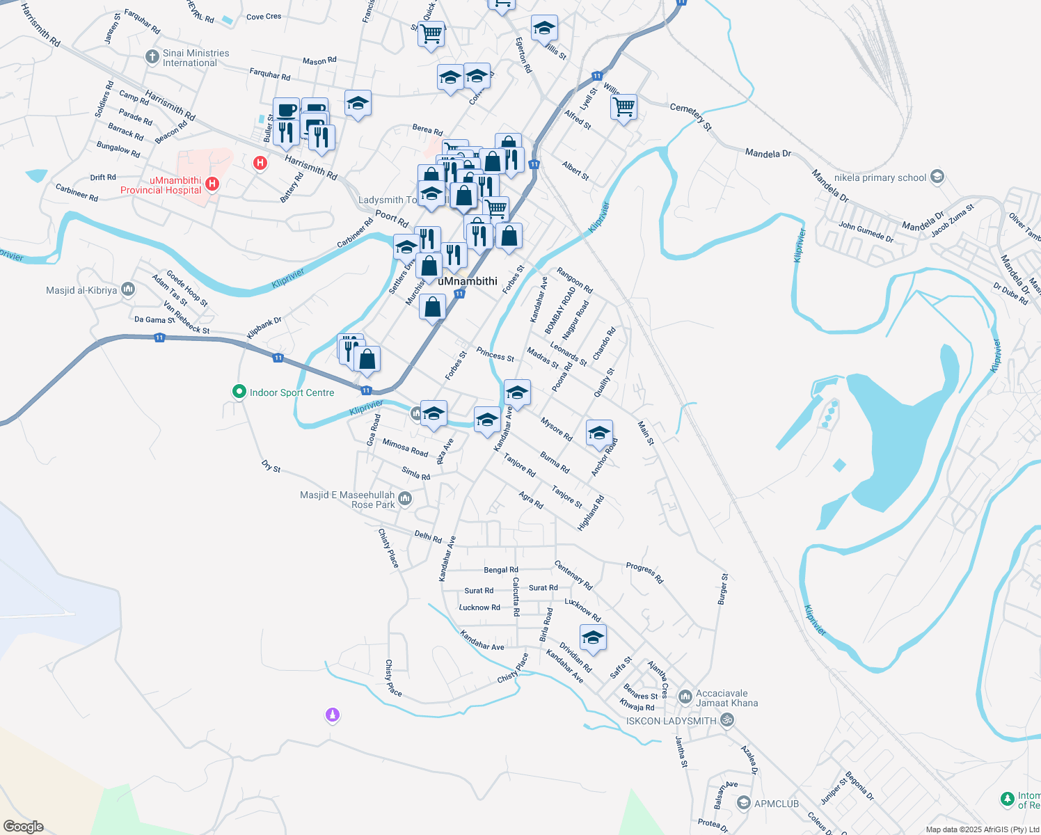 map of restaurants, bars, coffee shops, grocery stores, and more near 318 Kandahar Avenue in Ladysmith
