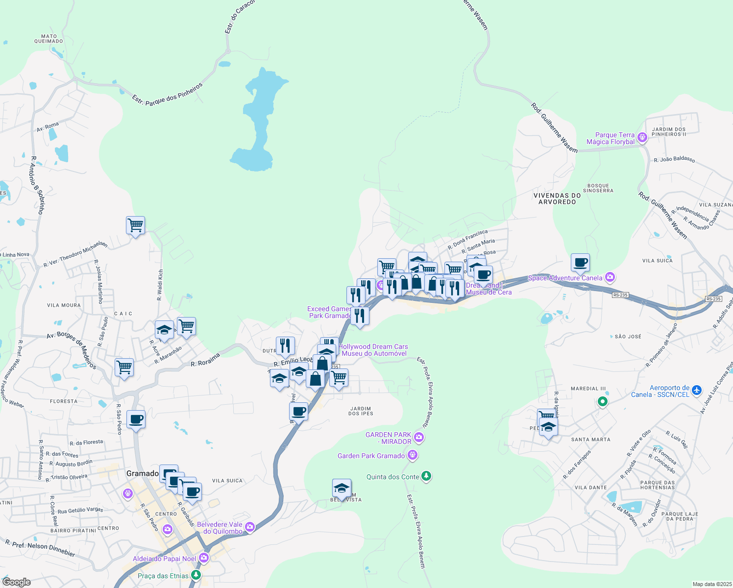 map of restaurants, bars, coffee shops, grocery stores, and more near 4665 Avenida das Hortênsias in Gramado