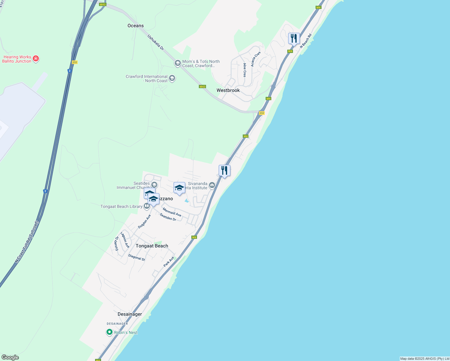 map of restaurants, bars, coffee shops, grocery stores, and more near 65 Casuarina Road in Genazzano