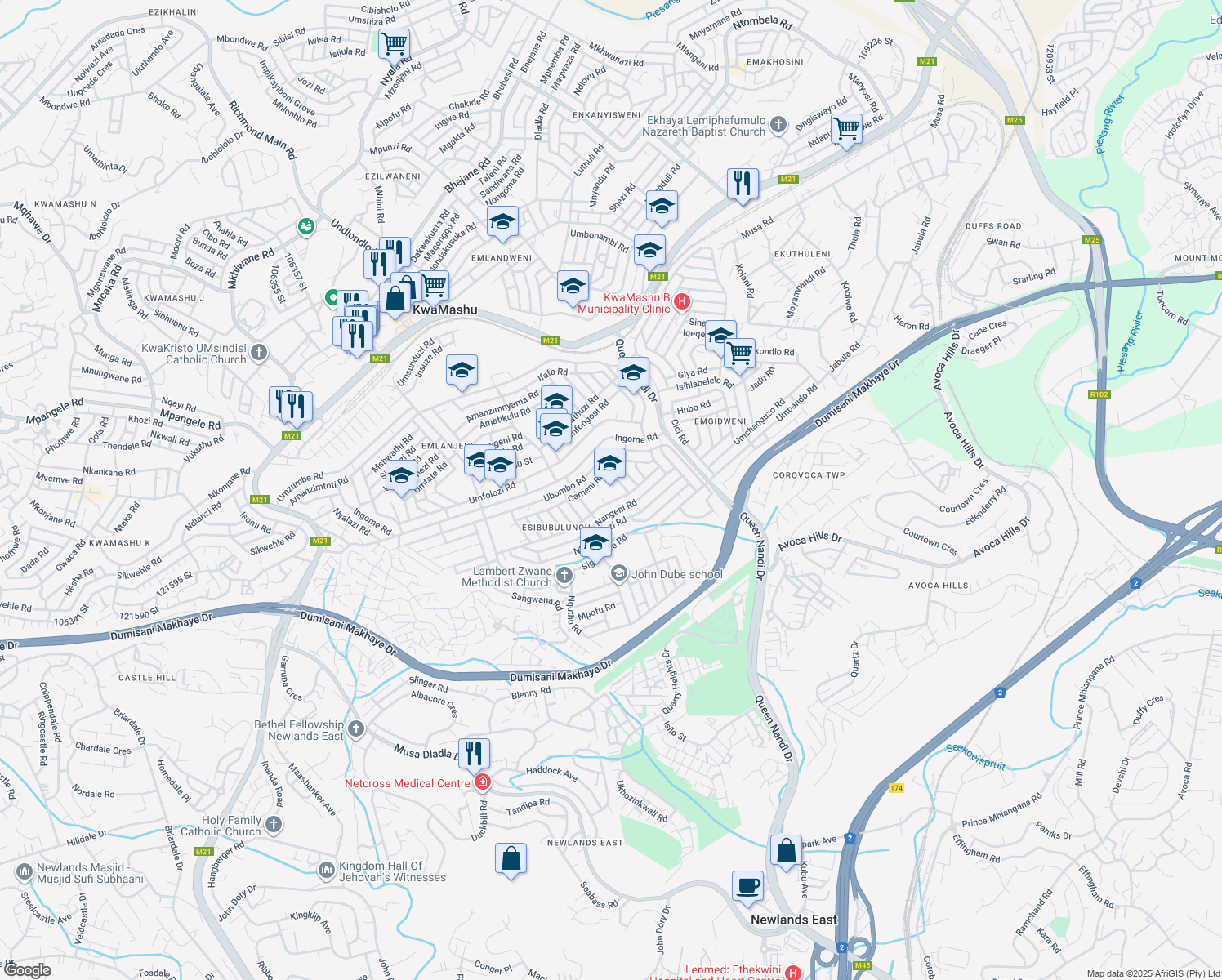 50 Ntunjambili Road, Newlands East KZN Walk Score
