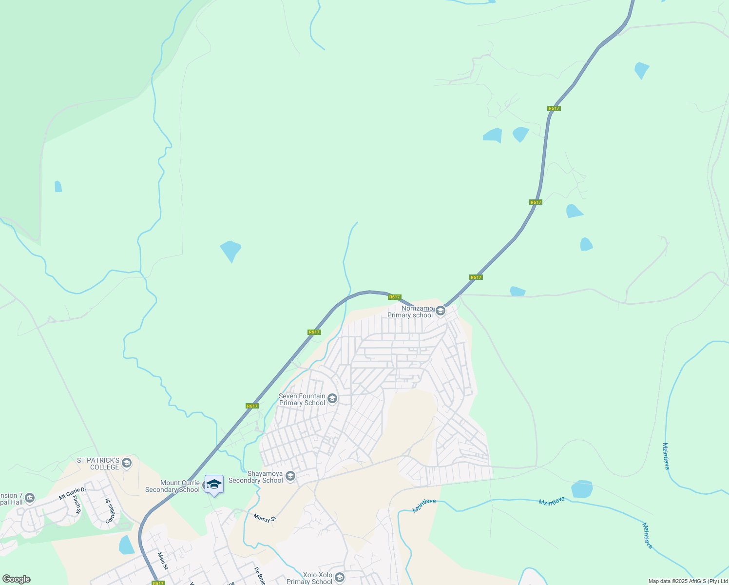 map of restaurants, bars, coffee shops, grocery stores, and more near R617 in Kokstad