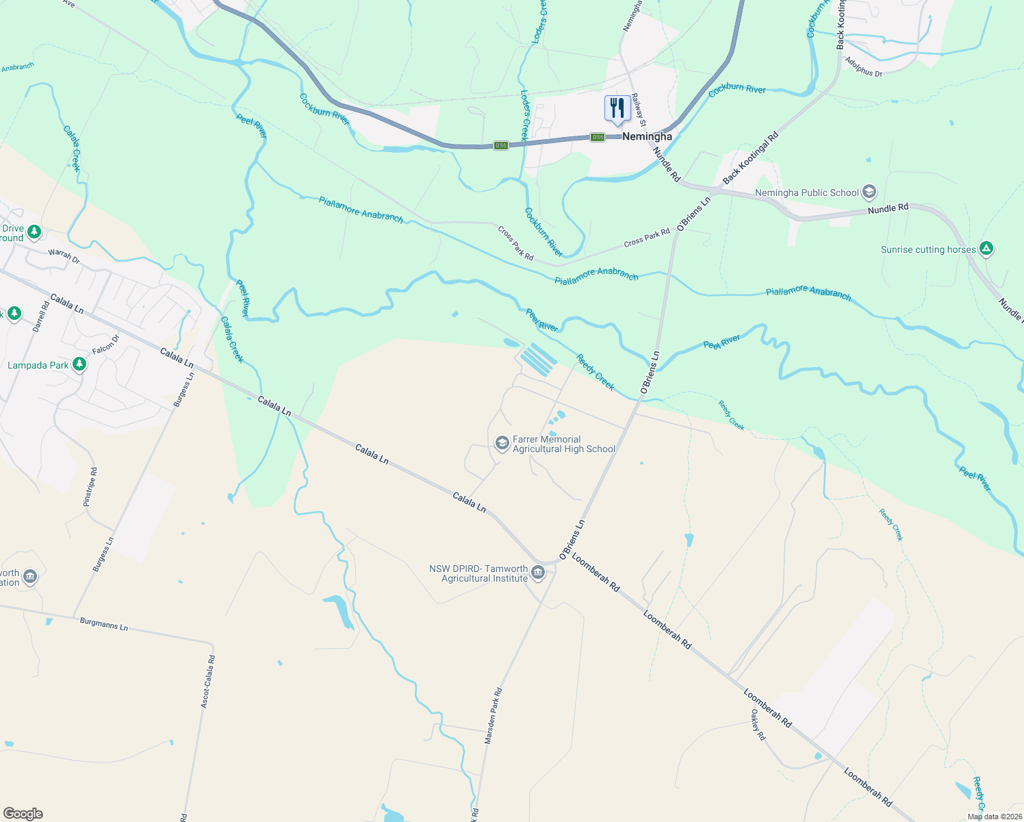 map of restaurants, bars, coffee shops, grocery stores, and more near 585 Calala Lane in Calala