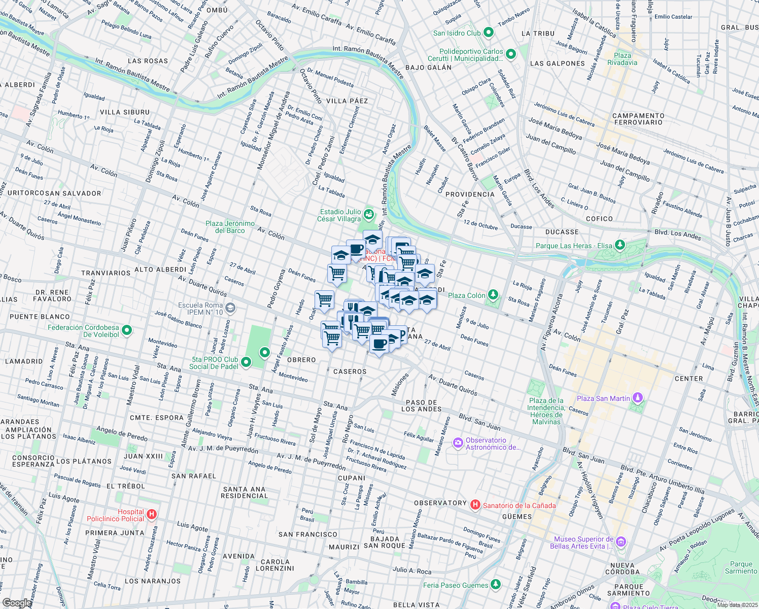 map of restaurants, bars, coffee shops, grocery stores, and more near 20 Neuquén in LZB