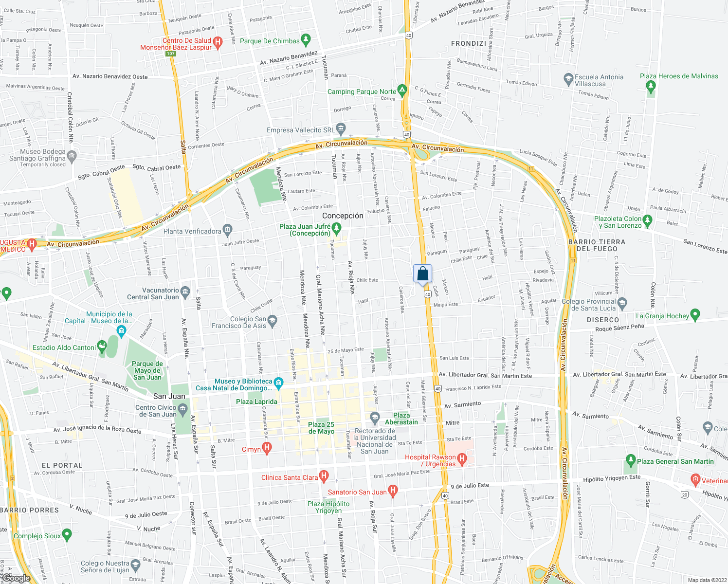 map of restaurants, bars, coffee shops, grocery stores, and more near in San Juan