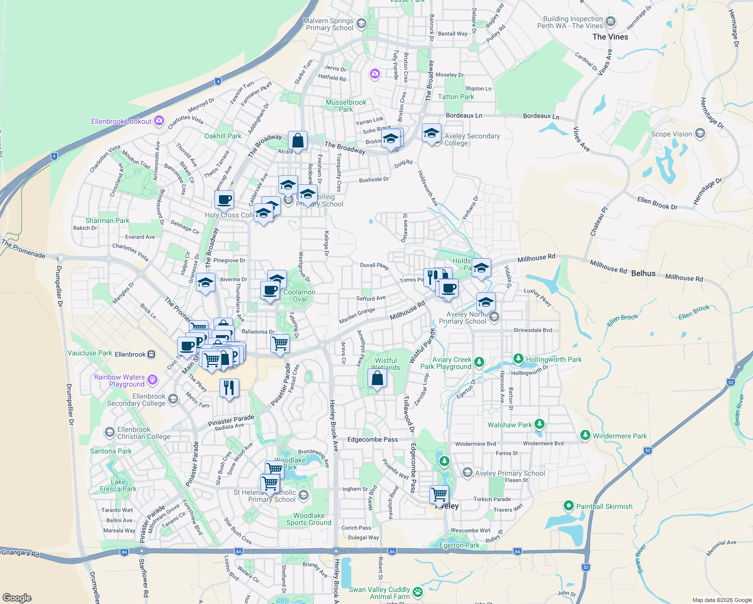 map of restaurants, bars, coffee shops, grocery stores, and more near 31 Safford Avenue in Aveley