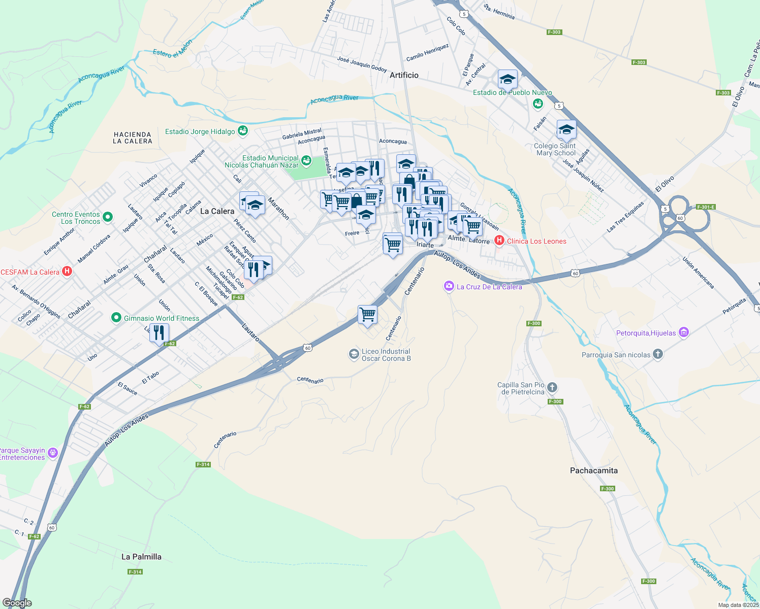 map of restaurants, bars, coffee shops, grocery stores, and more near 60 in Calera