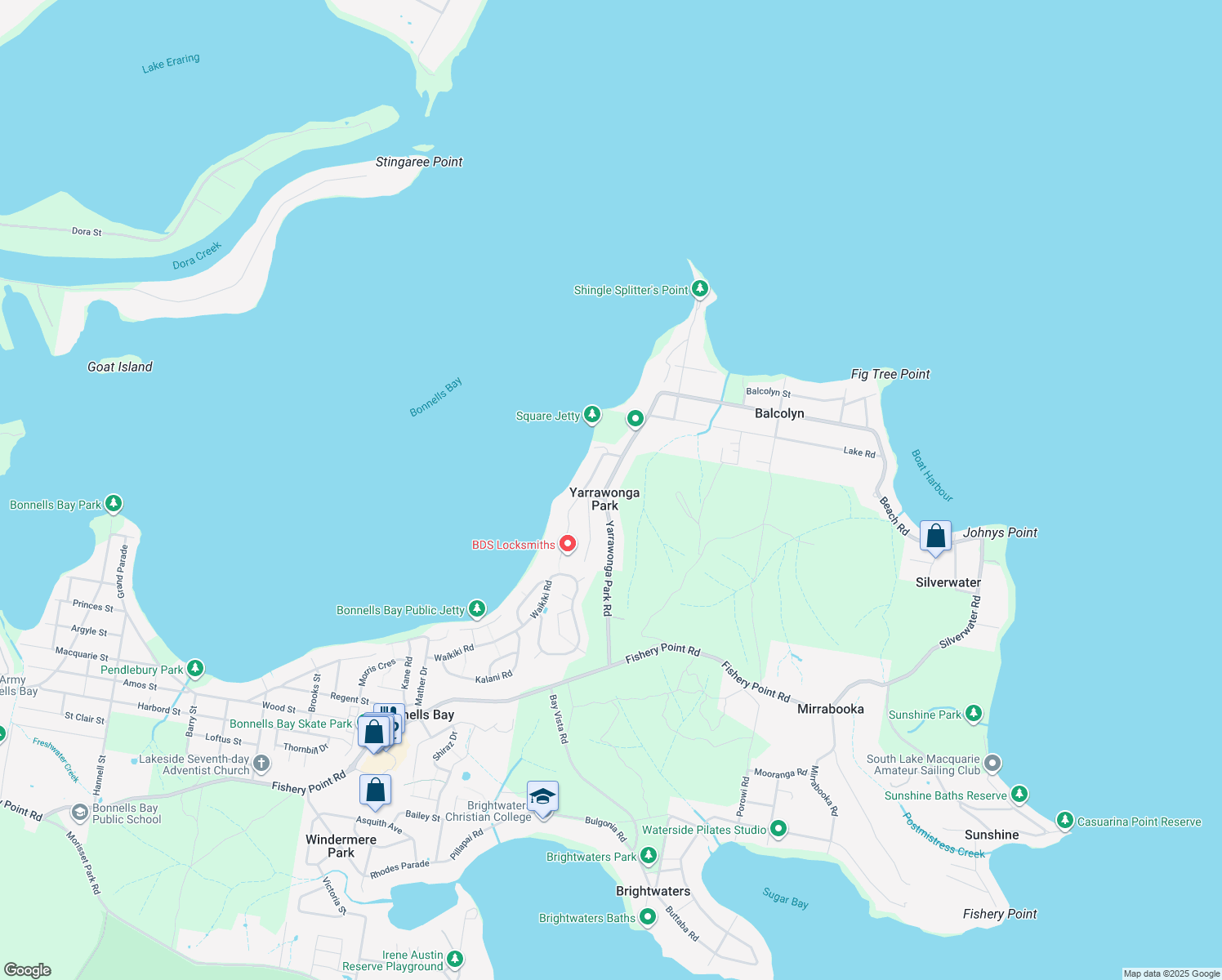 map of restaurants, bars, coffee shops, grocery stores, and more near 67 Yarrawonga Park Road in Yarrawonga Park