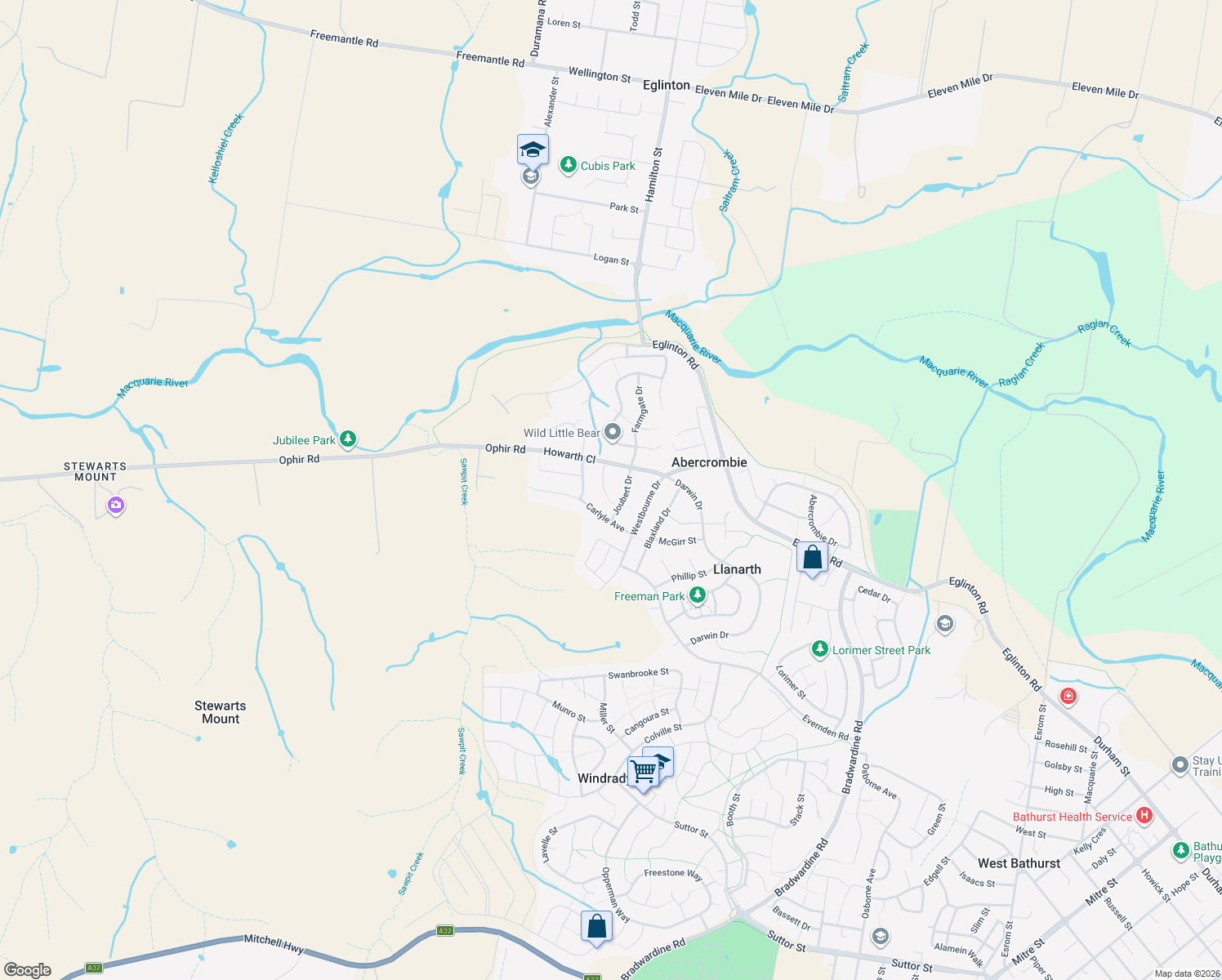 map of restaurants, bars, coffee shops, grocery stores, and more near 17 O'Reilly Place in Llanarth