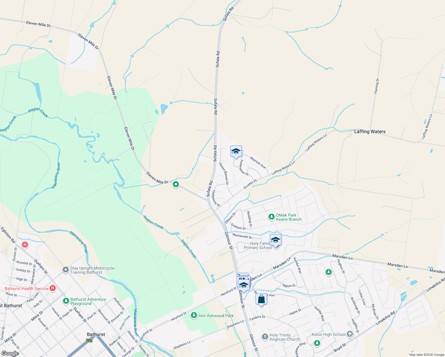 map of restaurants, bars, coffee shops, grocery stores, and more near 4 Caples Close in Kelso