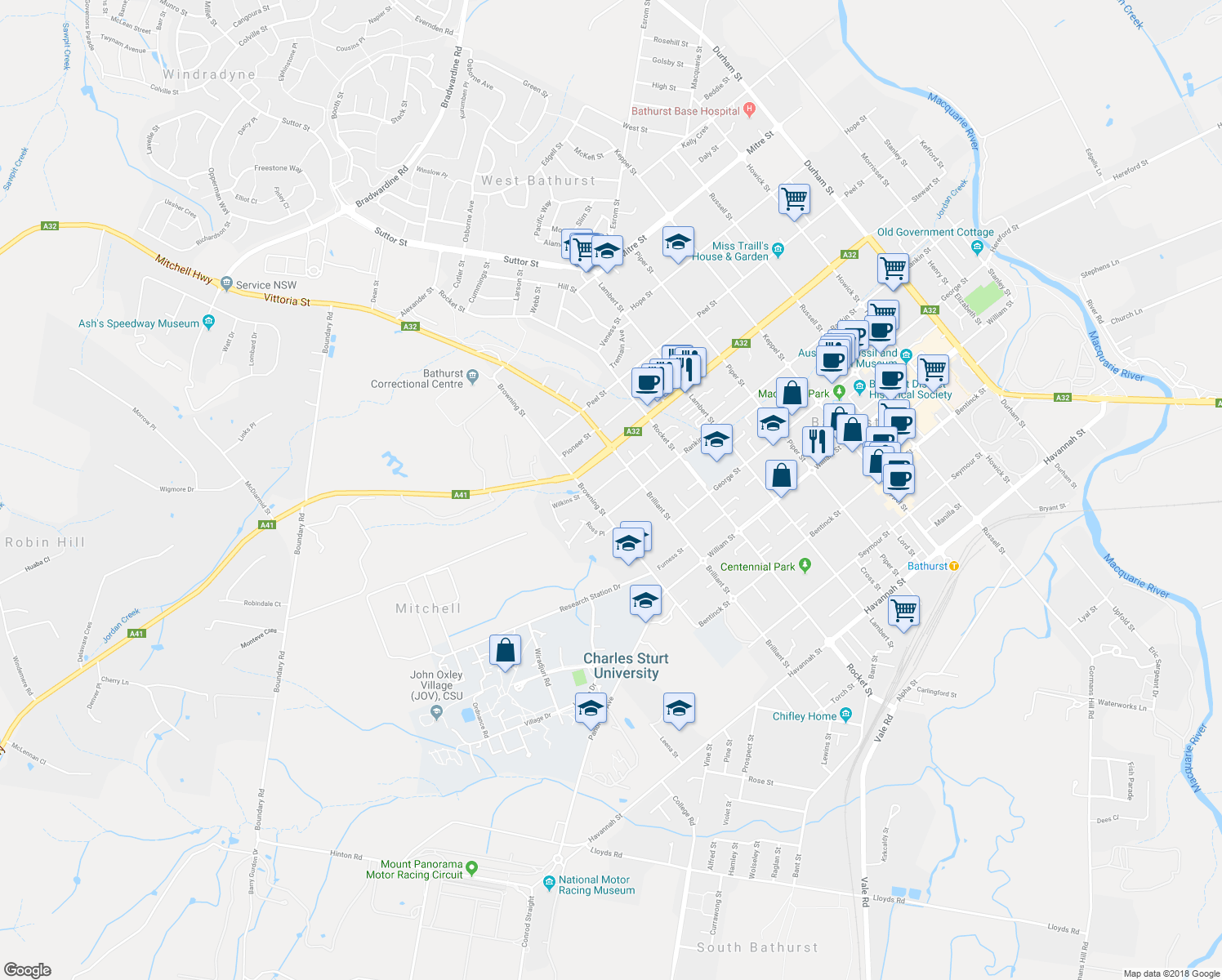 map of restaurants, bars, coffee shops, grocery stores, and more near 359 Rankin Street in Mitchell