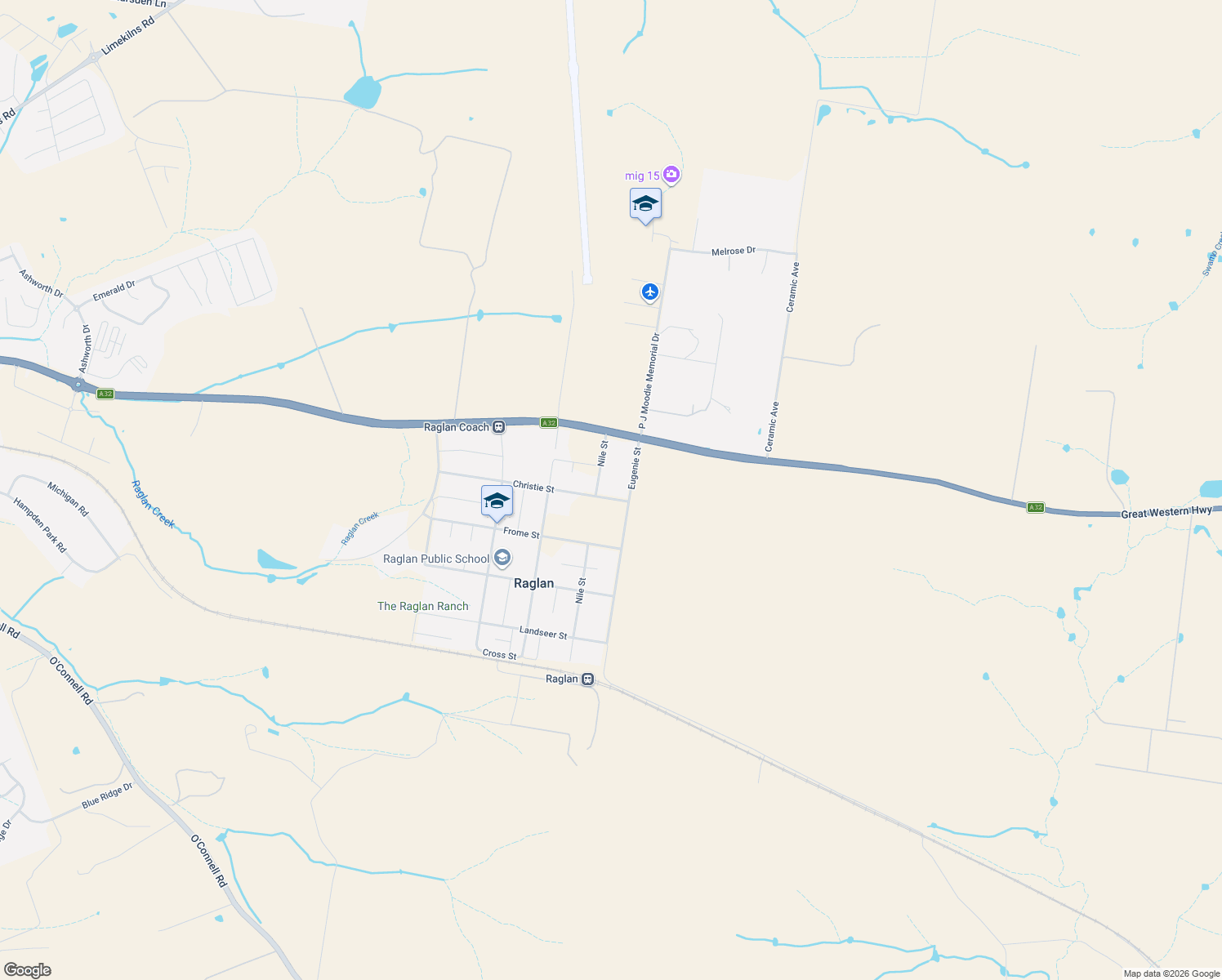 map of restaurants, bars, coffee shops, grocery stores, and more near 66 Christie Street in Raglan