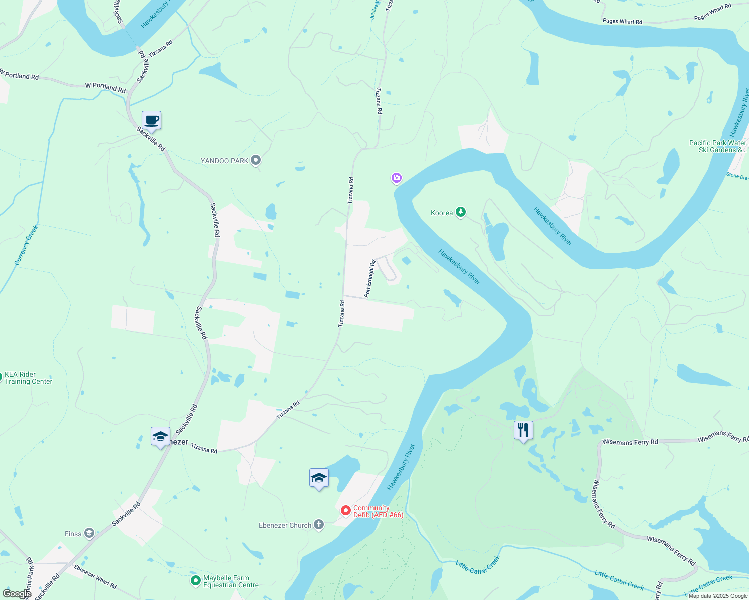 map of restaurants, bars, coffee shops, grocery stores, and more near Stones Road in Ebenezer