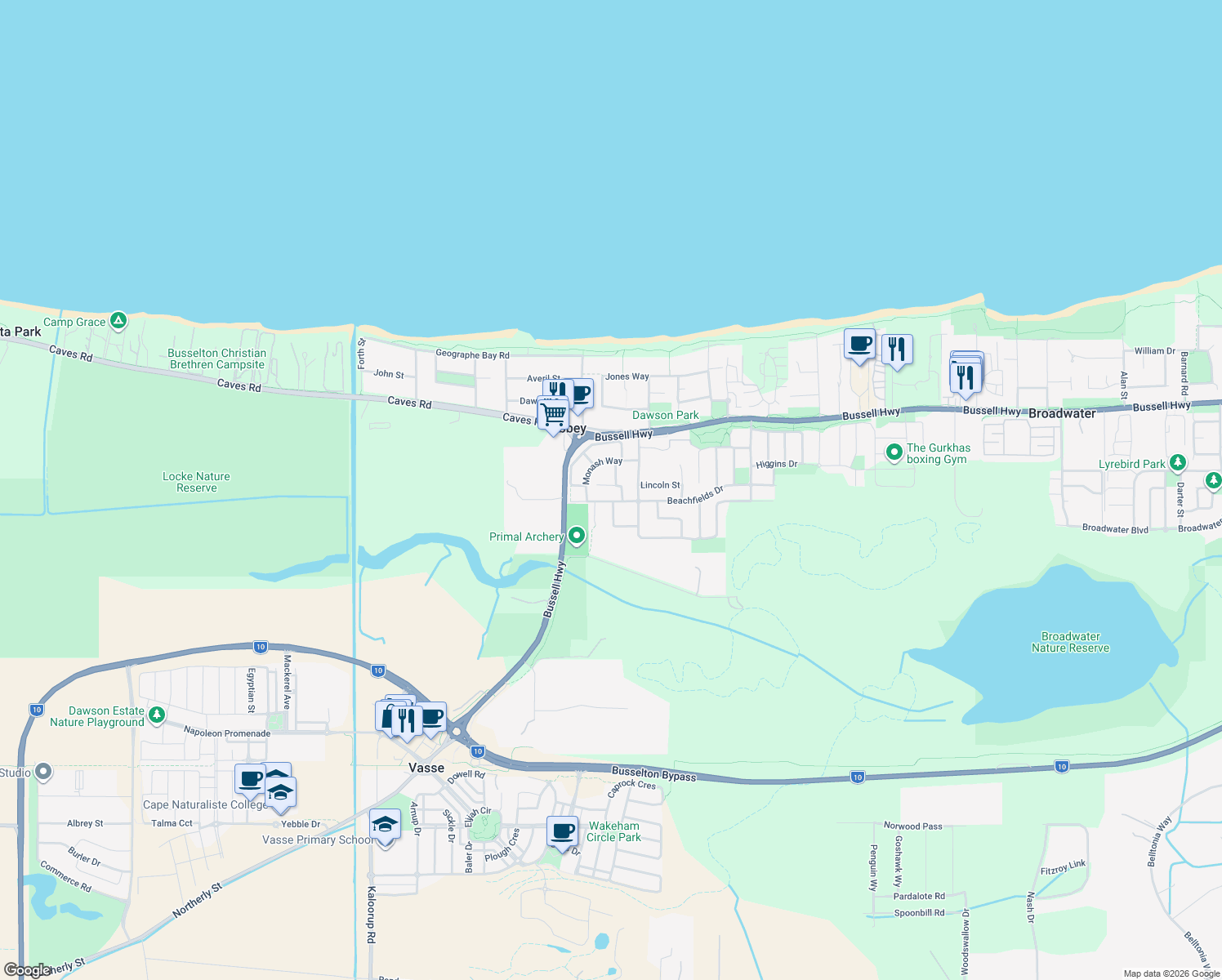 map of restaurants, bars, coffee shops, grocery stores, and more near 9 Latrobe Place in Abbey