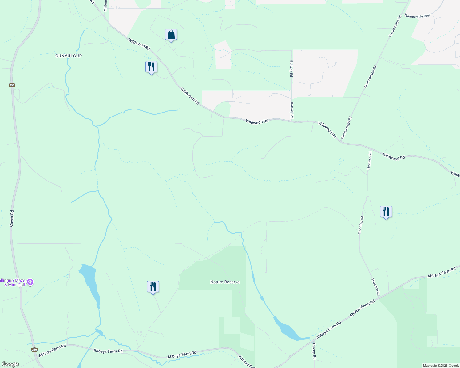 map of restaurants, bars, coffee shops, grocery stores, and more near in Yallingup Siding