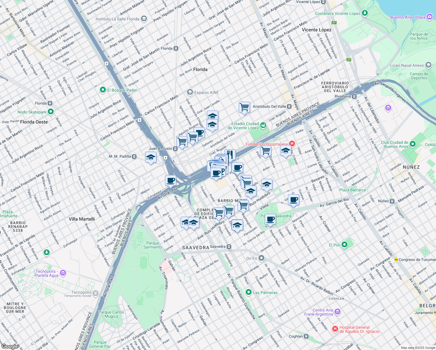 map of restaurants, bars, coffee shops, grocery stores, and more near 3626 Vedia in Comuna 12