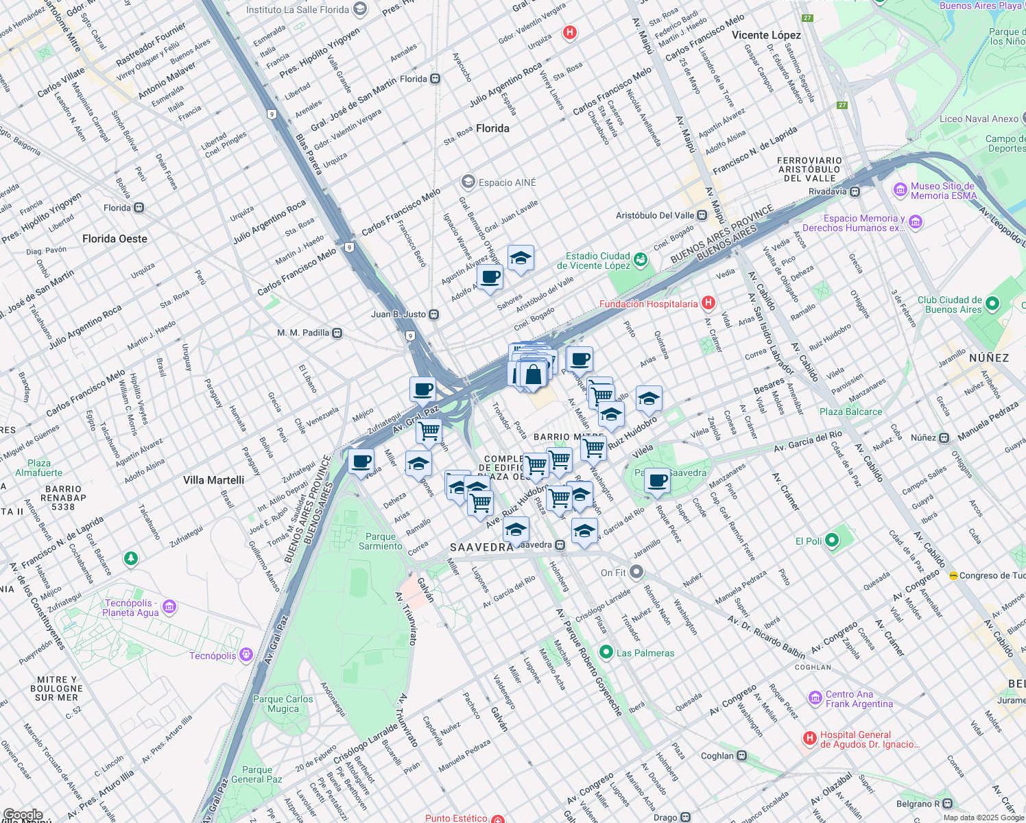 map of restaurants, bars, coffee shops, grocery stores, and more near 4789 Posta in Comuna 12