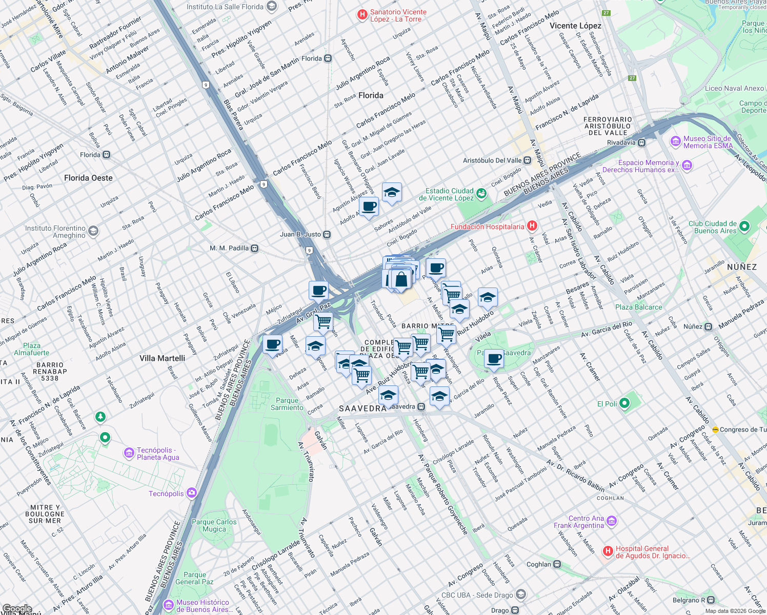 map of restaurants, bars, coffee shops, grocery stores, and more near 4789 Posta in Comuna 12