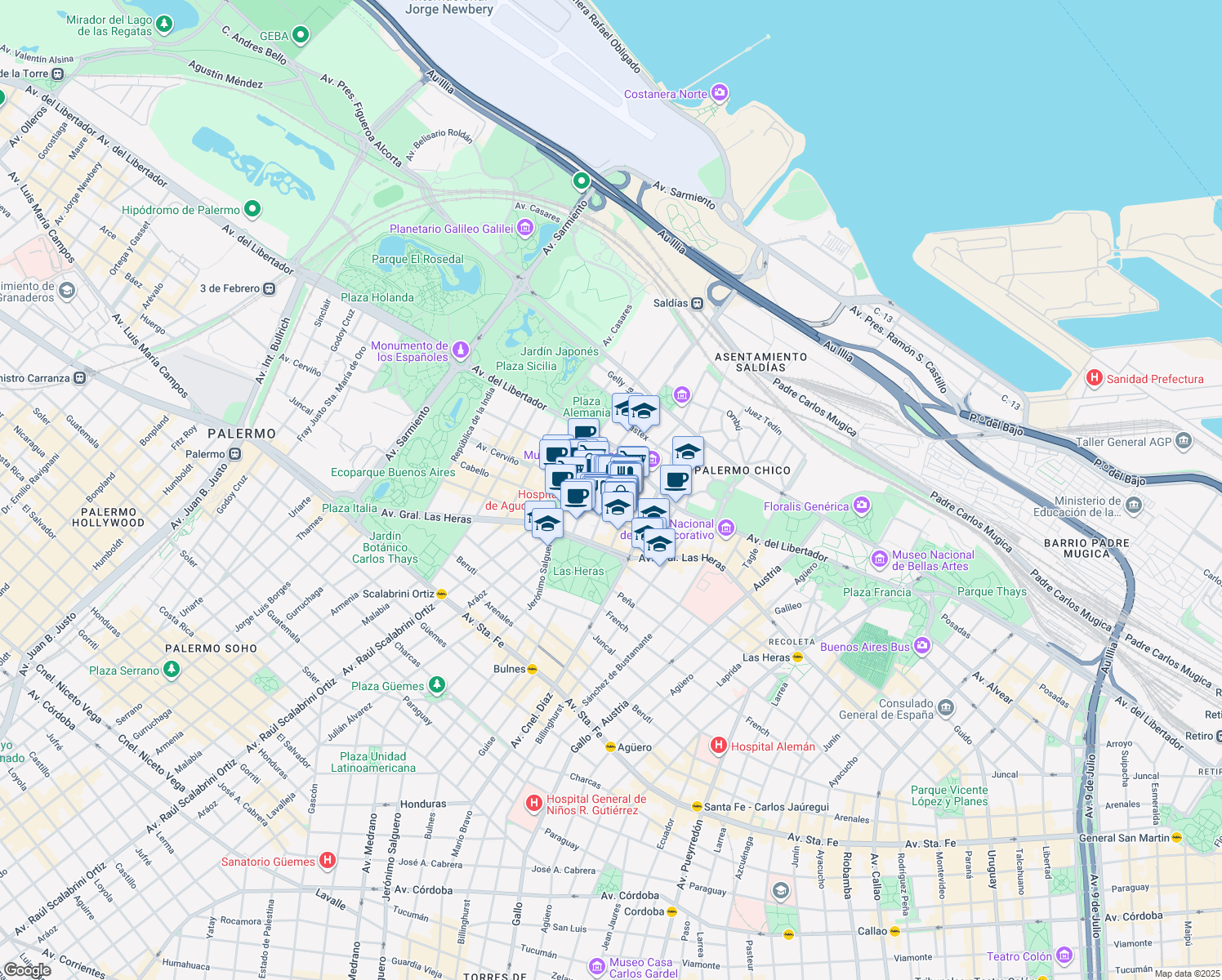 map of restaurants, bars, coffee shops, grocery stores, and more near 2935 Silvio L. Ruggieri in Buenos Aires