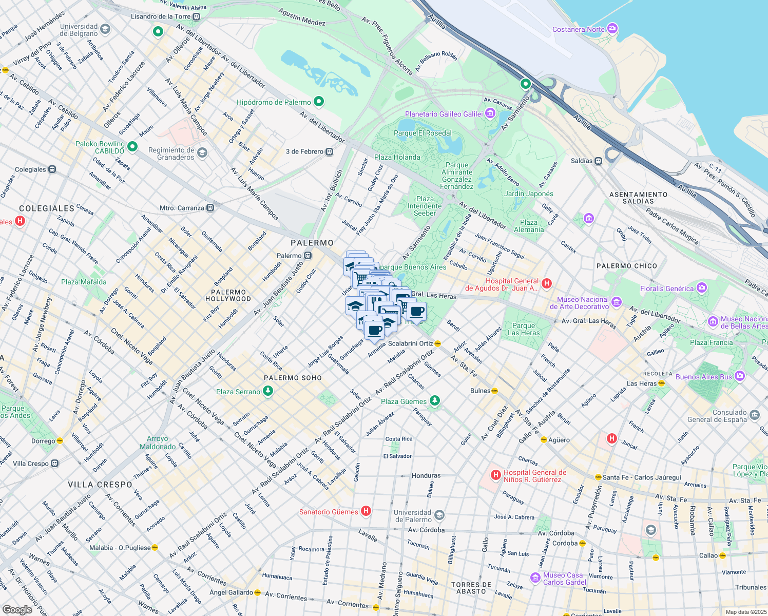map of restaurants, bars, coffee shops, grocery stores, and more near 4002 Avenida Santa Fe in BHP