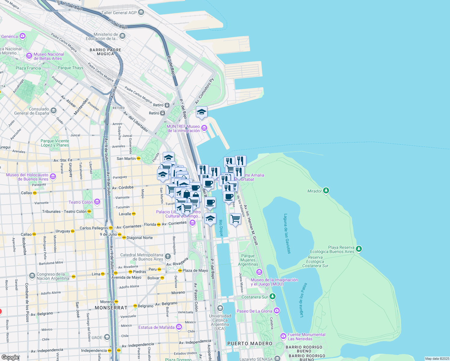 map of restaurants, bars, coffee shops, grocery stores, and more near 300 Cecilia Grierson in Buenos Aires