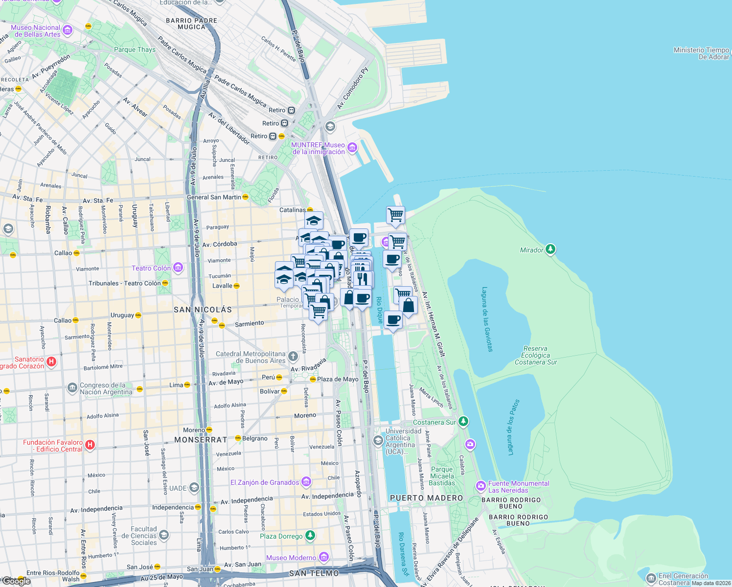 map of restaurants, bars, coffee shops, grocery stores, and more near 948 Del Progreso in Buenos Aires