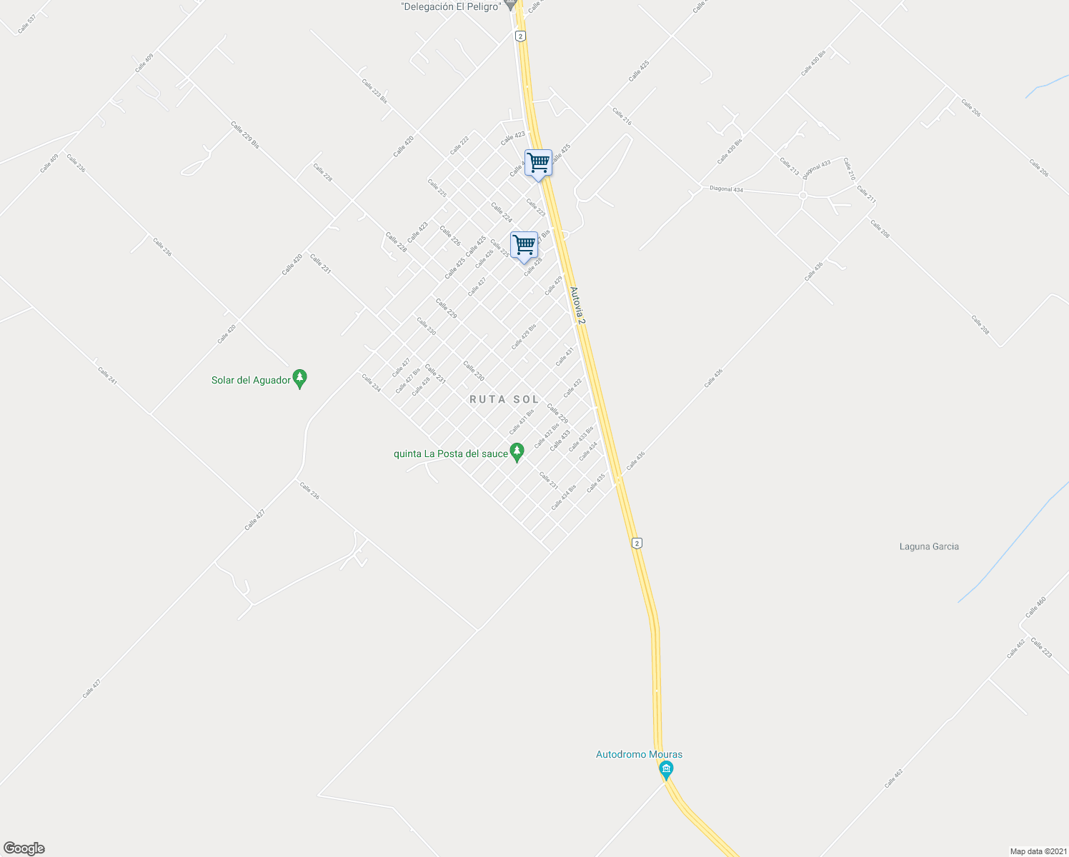map of restaurants, bars, coffee shops, grocery stores, and more near Calle 432 in Arturo Seguí