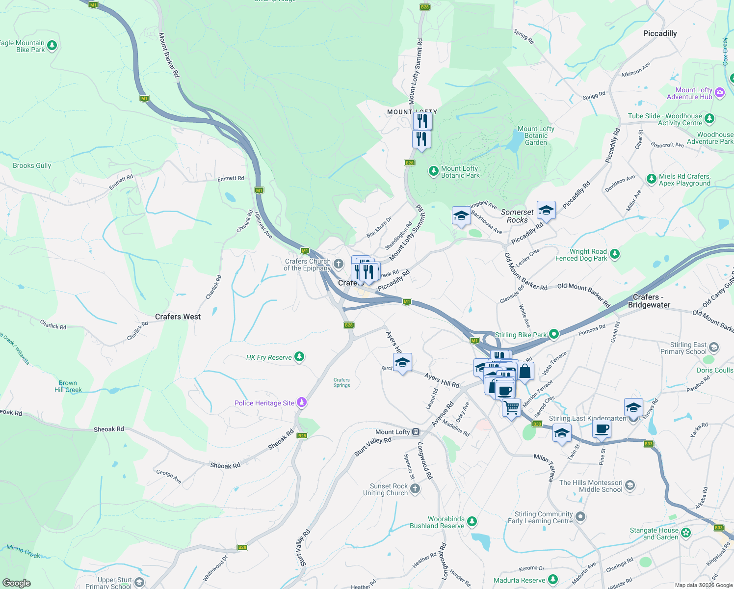 map of restaurants, bars, coffee shops, grocery stores, and more near 4 Main Street in Stirling