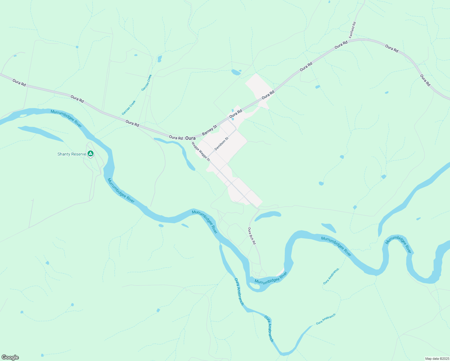 map of restaurants, bars, coffee shops, grocery stores, and more near 25 Wagga Wagga Street in Oura