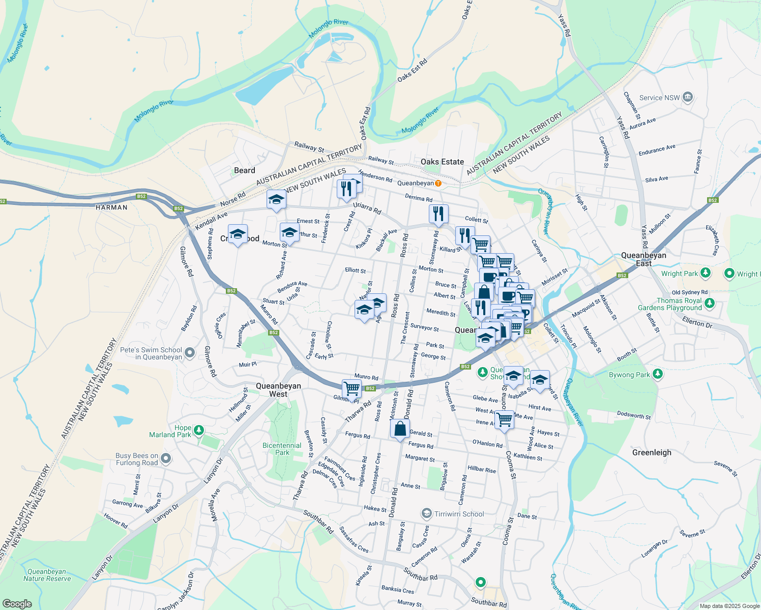 map of restaurants, bars, coffee shops, grocery stores, and more near Agnes Avenue in Crestwood