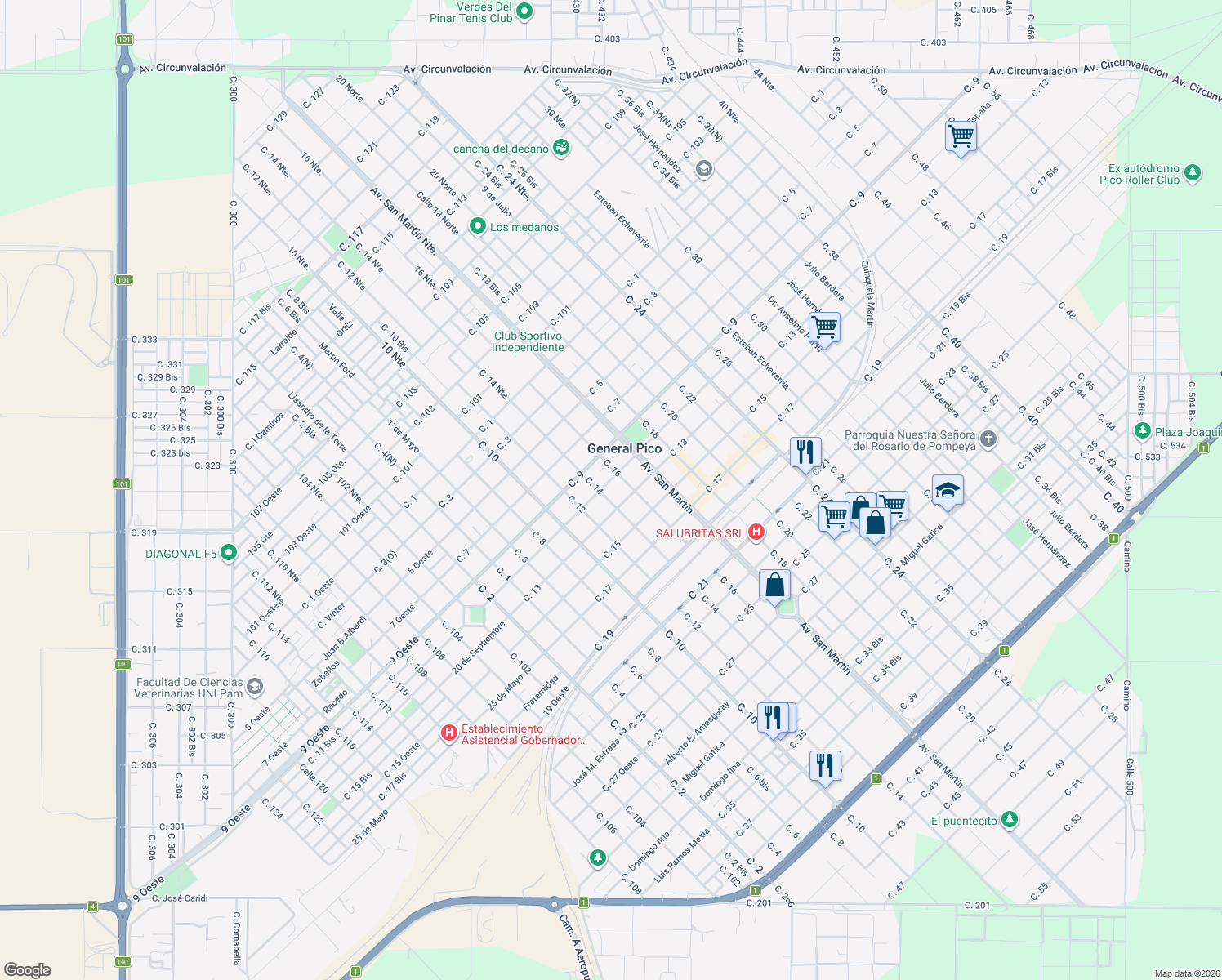 map of restaurants, bars, coffee shops, grocery stores, and more near in Maracó Department