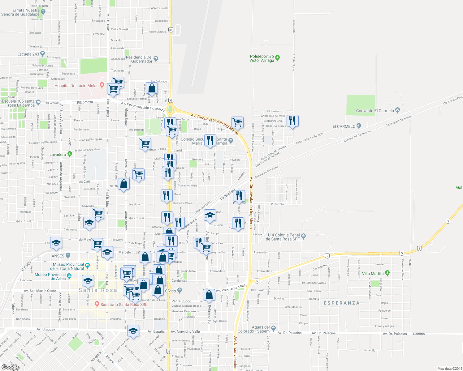 map of restaurants, bars, coffee shops, grocery stores, and more near 530 Rogers in Santa Rosa