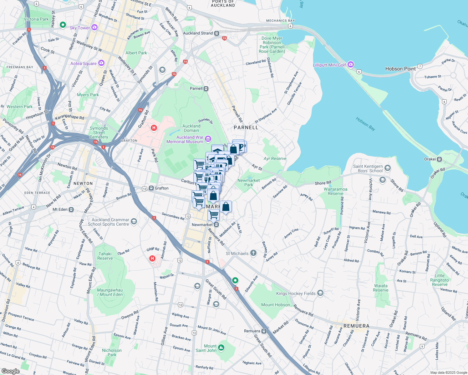 map of restaurants, bars, coffee shops, grocery stores, and more near 3 Laxon Terrace in Auckland